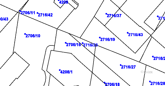 Parcela st. 2716/23 v KÚ Kuřim, Katastrální mapa