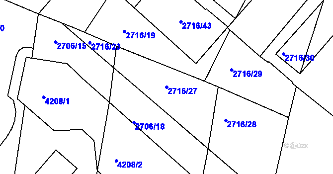 Parcela st. 2716/27 v KÚ Kuřim, Katastrální mapa