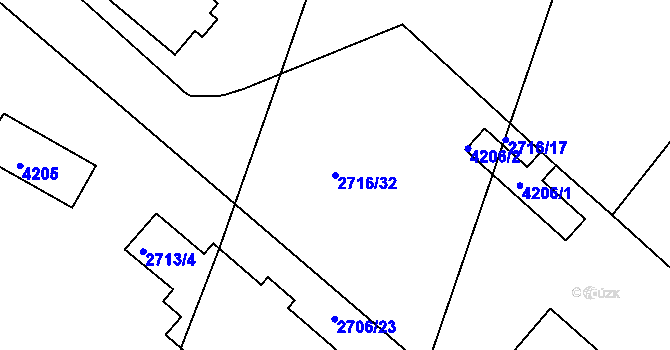 Parcela st. 2716/32 v KÚ Kuřim, Katastrální mapa