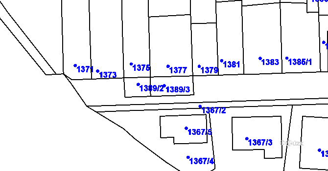 Parcela st. 1389/3 v KÚ Kuřim, Katastrální mapa