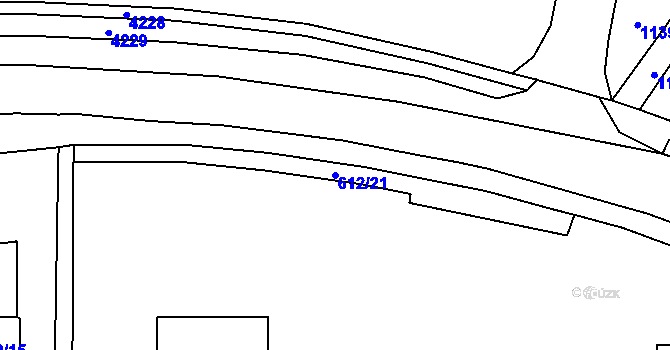 Parcela st. 612/21 v KÚ Kuřim, Katastrální mapa