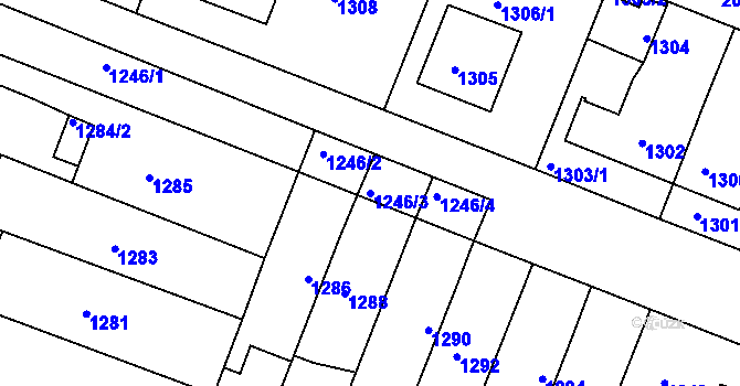 Parcela st. 1246/3 v KÚ Kuřim, Katastrální mapa