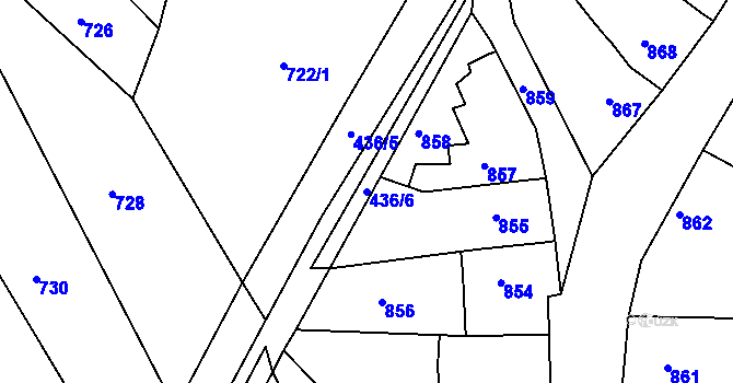 Parcela st. 436/6 v KÚ Kuřim, Katastrální mapa