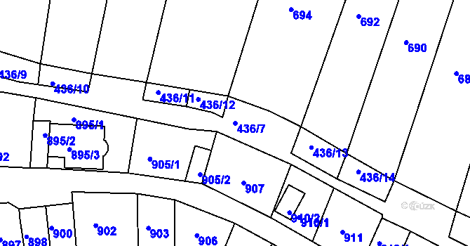 Parcela st. 436/7 v KÚ Kuřim, Katastrální mapa