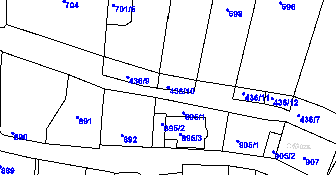 Parcela st. 436/10 v KÚ Kuřim, Katastrální mapa