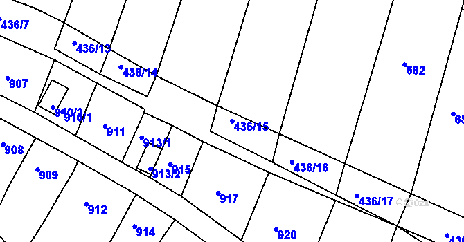Parcela st. 436/15 v KÚ Kuřim, Katastrální mapa