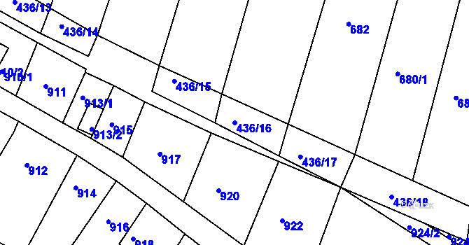 Parcela st. 436/16 v KÚ Kuřim, Katastrální mapa