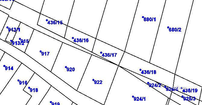Parcela st. 436/17 v KÚ Kuřim, Katastrální mapa