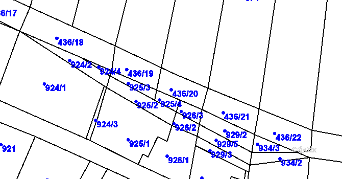 Parcela st. 436/20 v KÚ Kuřim, Katastrální mapa