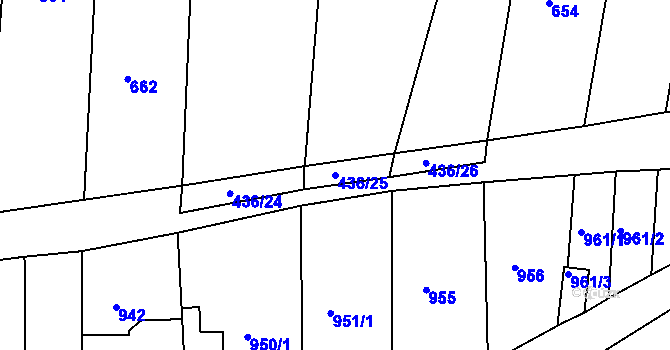 Parcela st. 436/25 v KÚ Kuřim, Katastrální mapa