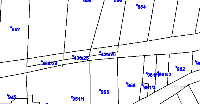 Parcela st. 436/26 v KÚ Kuřim, Katastrální mapa