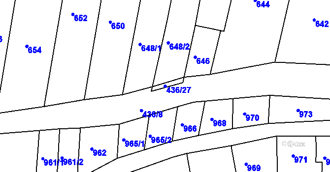 Parcela st. 436/27 v KÚ Kuřim, Katastrální mapa