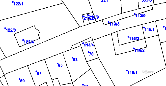Parcela st. 113/4 v KÚ Kuřim, Katastrální mapa