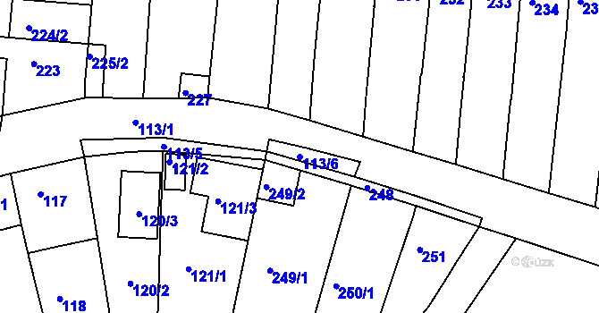 Parcela st. 113/6 v KÚ Kuřim, Katastrální mapa
