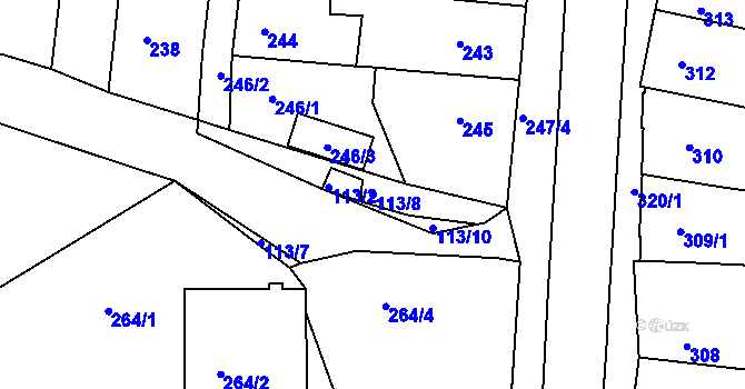 Parcela st. 113/8 v KÚ Kuřim, Katastrální mapa