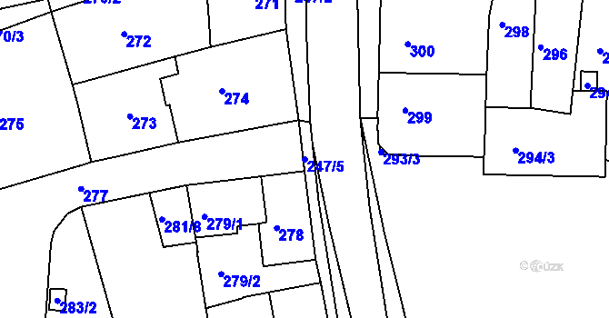 Parcela st. 247/5 v KÚ Kuřim, Katastrální mapa