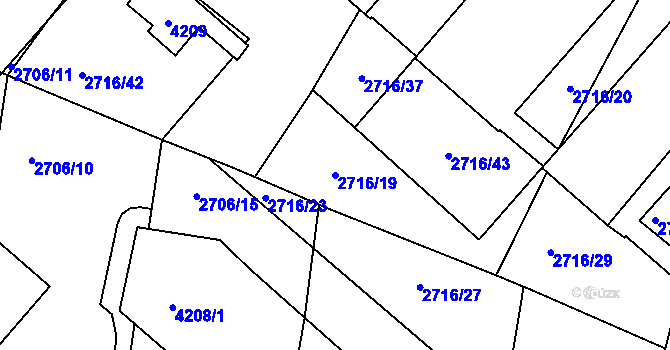 Parcela st. 2716/19 v KÚ Kuřim, Katastrální mapa