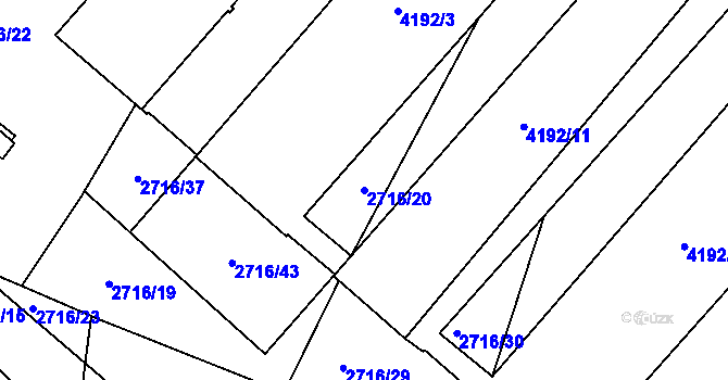 Parcela st. 2716/20 v KÚ Kuřim, Katastrální mapa