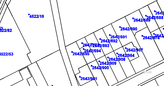 Parcela st. 2642/770 v KÚ Kuřim, Katastrální mapa