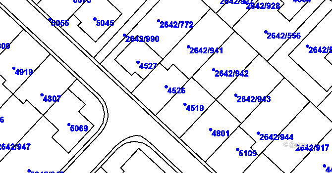 Parcela st. 4526 v KÚ Kuřim, Katastrální mapa