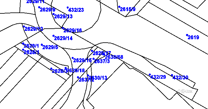 Parcela st. 2630/68 v KÚ Kuřim, Katastrální mapa