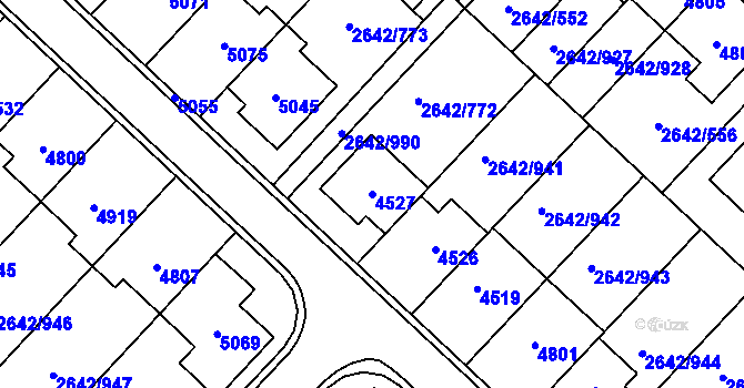Parcela st. 4527 v KÚ Kuřim, Katastrální mapa