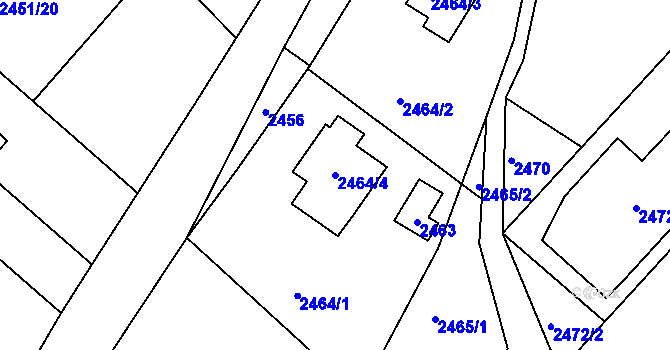 Parcela st. 2464/4 v KÚ Kuřim, Katastrální mapa