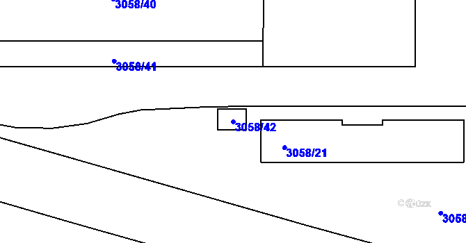 Parcela st. 3058/42 v KÚ Kuřim, Katastrální mapa