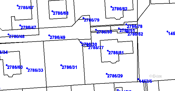 Parcela st. 2786/77 v KÚ Kuřim, Katastrální mapa