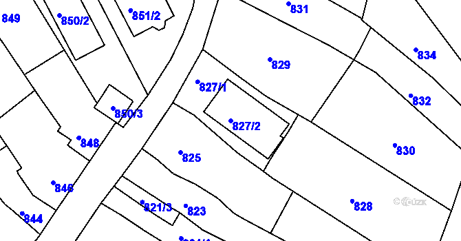 Parcela st. 827/2 v KÚ Kuřim, Katastrální mapa