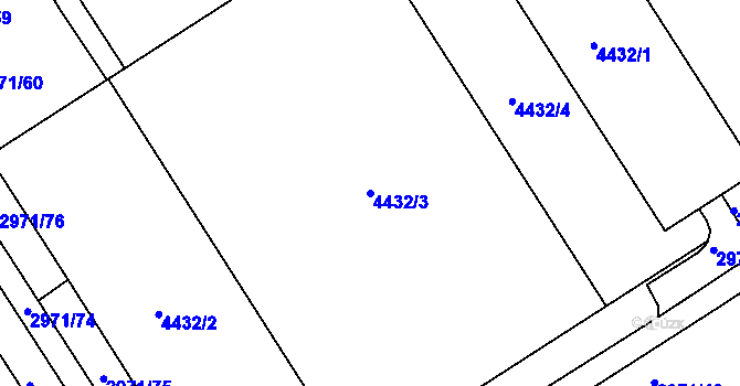 Parcela st. 4432/3 v KÚ Kuřim, Katastrální mapa