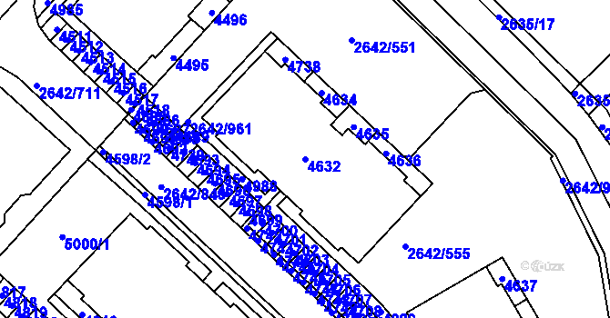 Parcela st. 4632 v KÚ Kuřim, Katastrální mapa