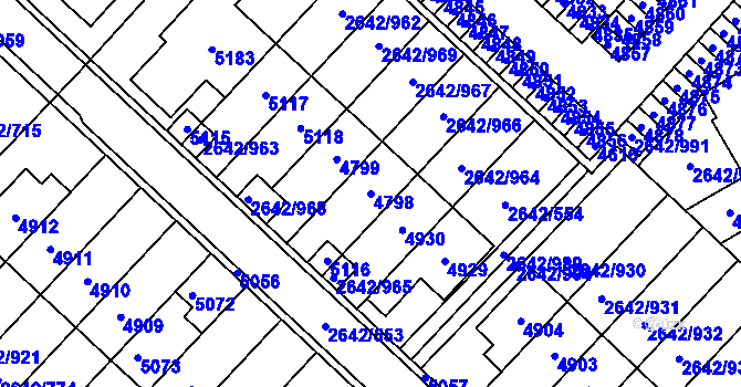 Parcela st. 4798 v KÚ Kuřim, Katastrální mapa