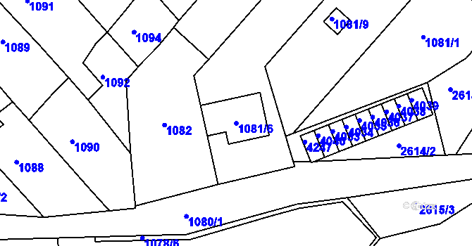 Parcela st. 1081/6 v KÚ Kuřim, Katastrální mapa