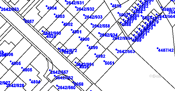 Parcela st. 4899 v KÚ Kuřim, Katastrální mapa