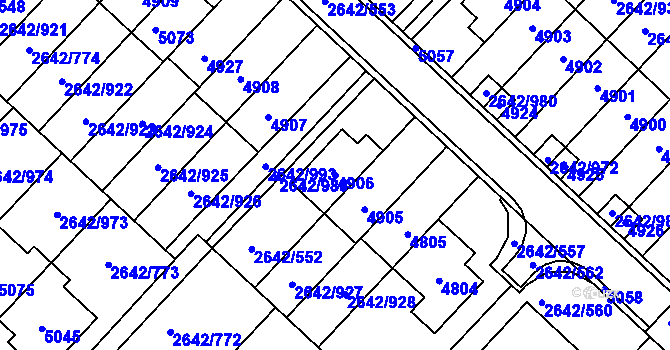 Parcela st. 4906 v KÚ Kuřim, Katastrální mapa