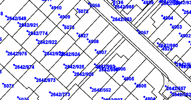 Parcela st. 4907 v KÚ Kuřim, Katastrální mapa