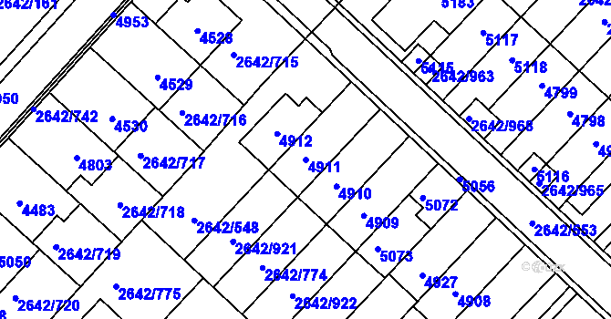 Parcela st. 4911 v KÚ Kuřim, Katastrální mapa