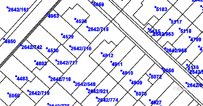 Parcela st. 4912 v KÚ Kuřim, Katastrální mapa