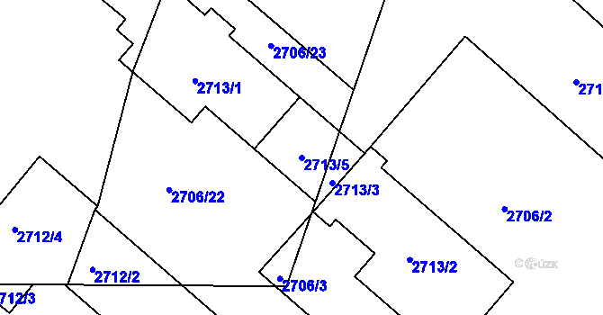 Parcela st. 2713/5 v KÚ Kuřim, Katastrální mapa