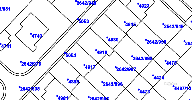 Parcela st. 4918 v KÚ Kuřim, Katastrální mapa