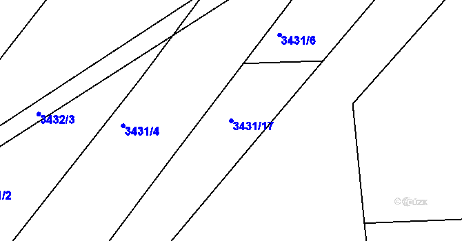 Parcela st. 3431/17 v KÚ Kuřim, Katastrální mapa