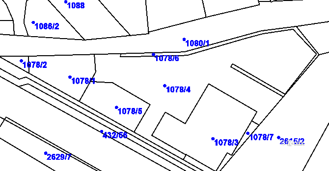 Parcela st. 1078/4 v KÚ Kuřim, Katastrální mapa