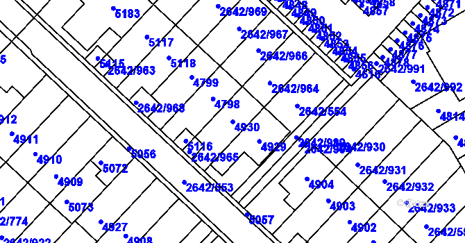 Parcela st. 4930 v KÚ Kuřim, Katastrální mapa