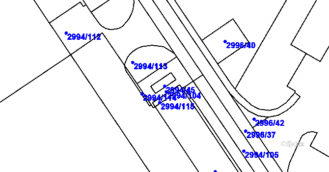 Parcela st. 2994/45 v KÚ Kuřim, Katastrální mapa