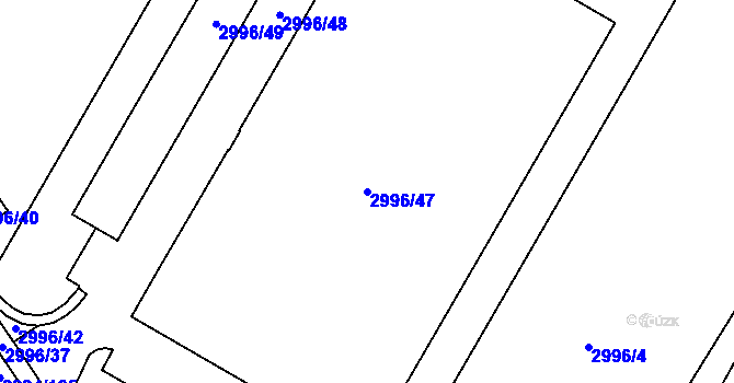 Parcela st. 2996/47 v KÚ Kuřim, Katastrální mapa