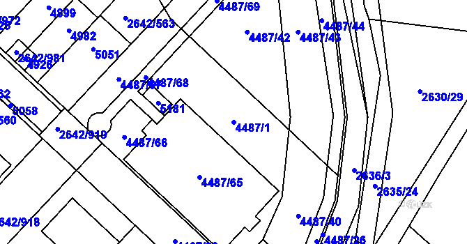 Parcela st. 4487/1 v KÚ Kuřim, Katastrální mapa