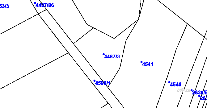 Parcela st. 4487/3 v KÚ Kuřim, Katastrální mapa