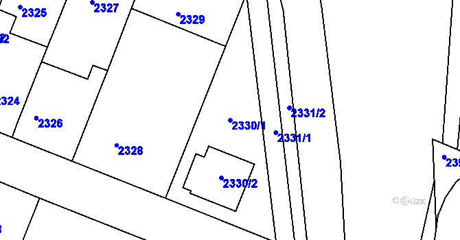 Parcela st. 2330/1 v KÚ Kuřim, Katastrální mapa