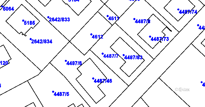Parcela st. 4487/7 v KÚ Kuřim, Katastrální mapa